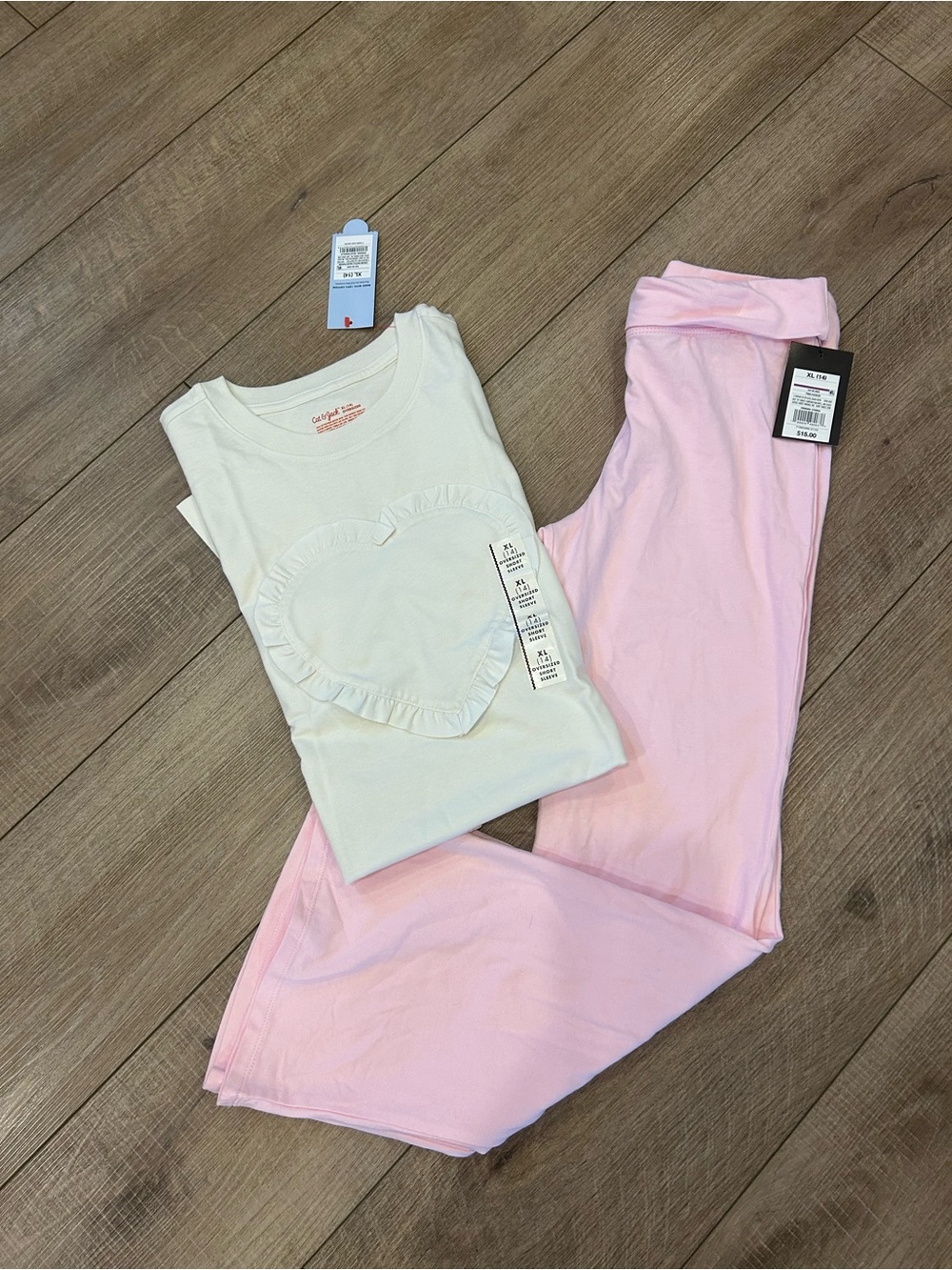 Girls' Two-Piece Heart Set - Pink & Cream